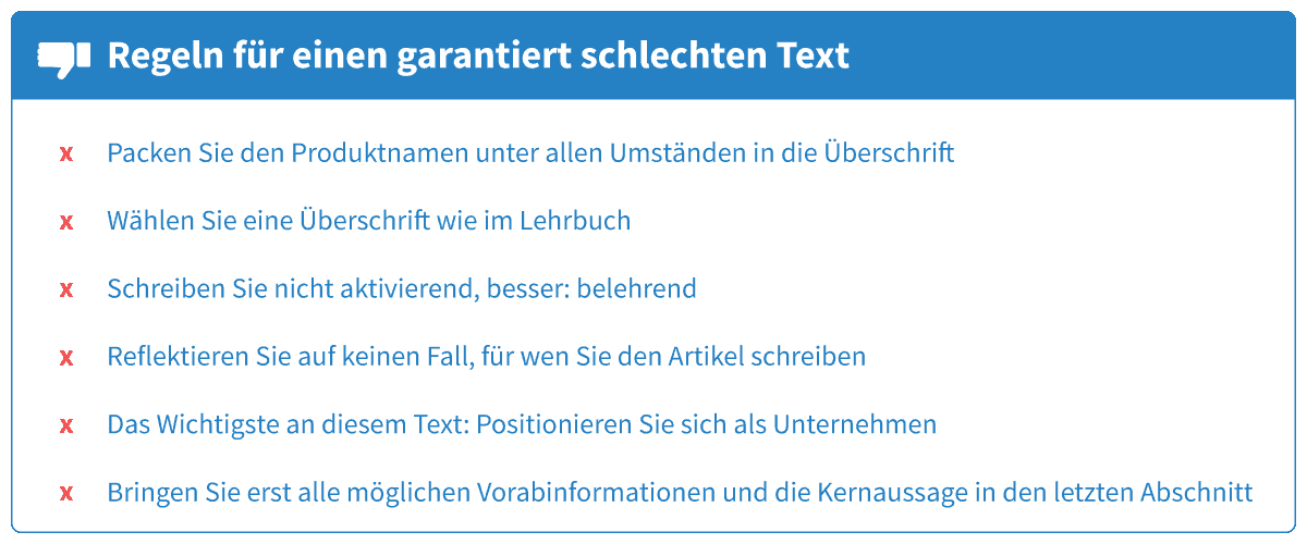Regeln für einen garantiert schlechten Text